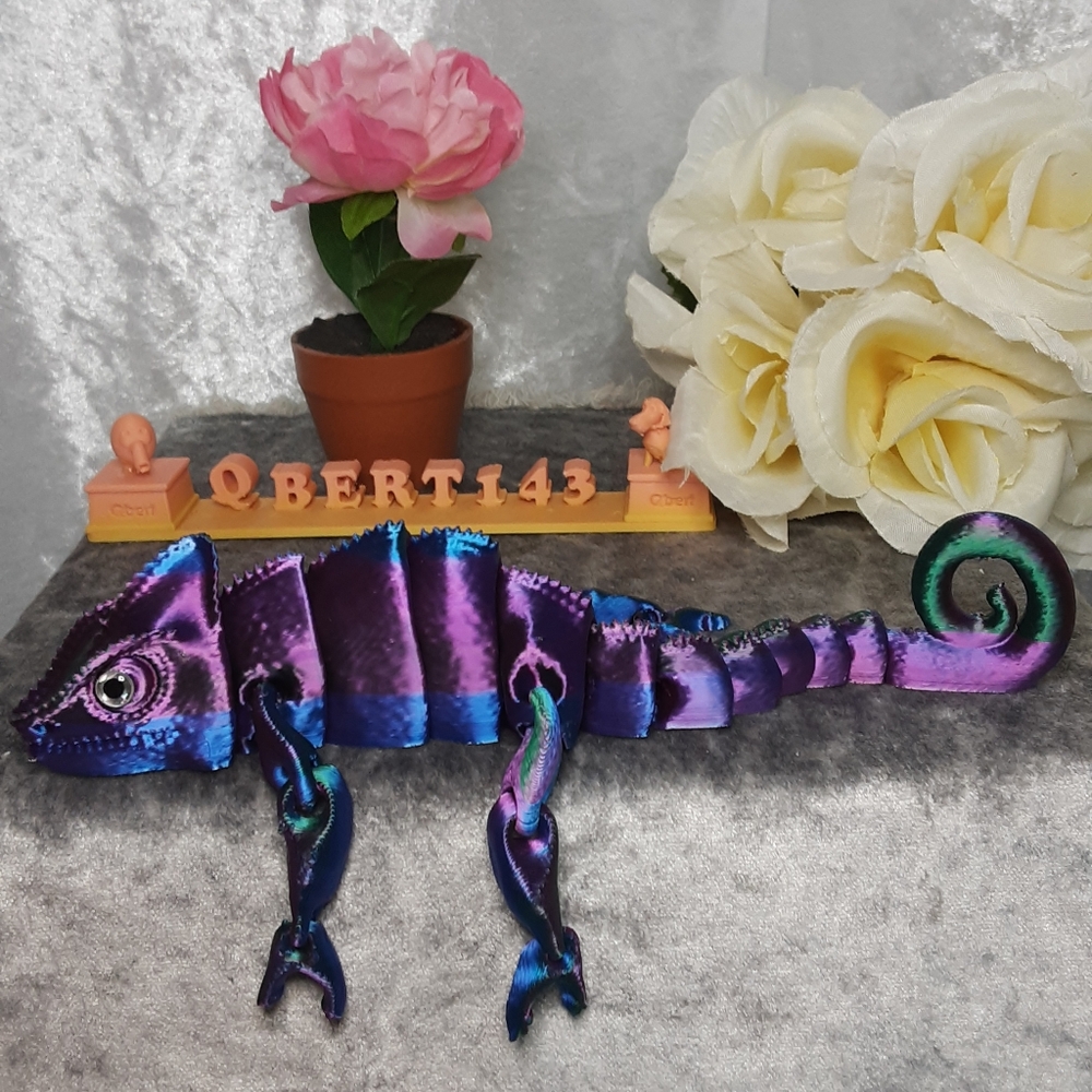 Handmade Articulated 3D Printed Chameleon Movable Head Feet Legs Tail Pu…